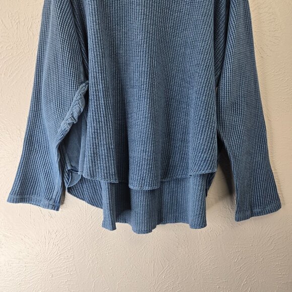 Free People One Blake Thermal Shirt XL Blue Oversized Relaxed Fit Streetwear NWT - Picture 4 of 14
